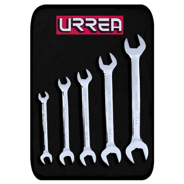 Full polished Open-end Wrench Set (5 pieces), inches